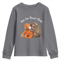 Viral Punch Monkey Youth Sweatshirt Cute Baby Monkey With Plush Toy Animal Lovers