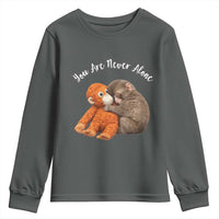 Viral Punch Monkey Youth Sweatshirt Cute Baby Monkey With Plush Toy Animal Lovers