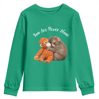 Viral Punch Monkey Youth Sweatshirt Cute Baby Monkey With Plush Toy Animal Lovers