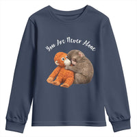 Viral Punch Monkey Youth Sweatshirt Cute Baby Monkey With Plush Toy Animal Lovers