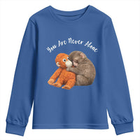Viral Punch Monkey Youth Sweatshirt Cute Baby Monkey With Plush Toy Animal Lovers