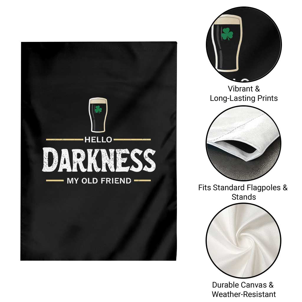 Hello Darkness My Old Friend Irish Beer Garden Flag Funny Drinking St Patricks Day Party Shamrock