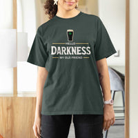 Hello Darkness My Old Friend Irish Beer T Shirt For Women Funny Drinking St Patricks Day Party Shamrock