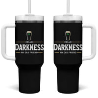 Hello Darkness My Old Friend Irish Beer Tumbler With Handle Funny Drinking St Patricks Day Party Shamrock