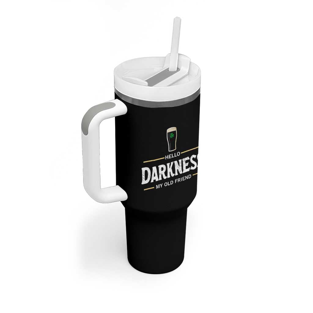 Hello Darkness My Old Friend Irish Beer Tumbler With Handle Funny Drinking St Patricks Day Party Shamrock