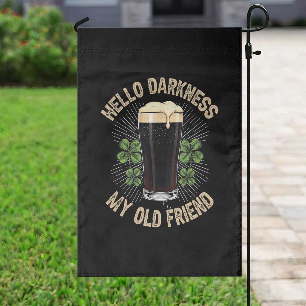 Irish Shamrock Beer Day Garden Flag Hello Darkness My Old Friend