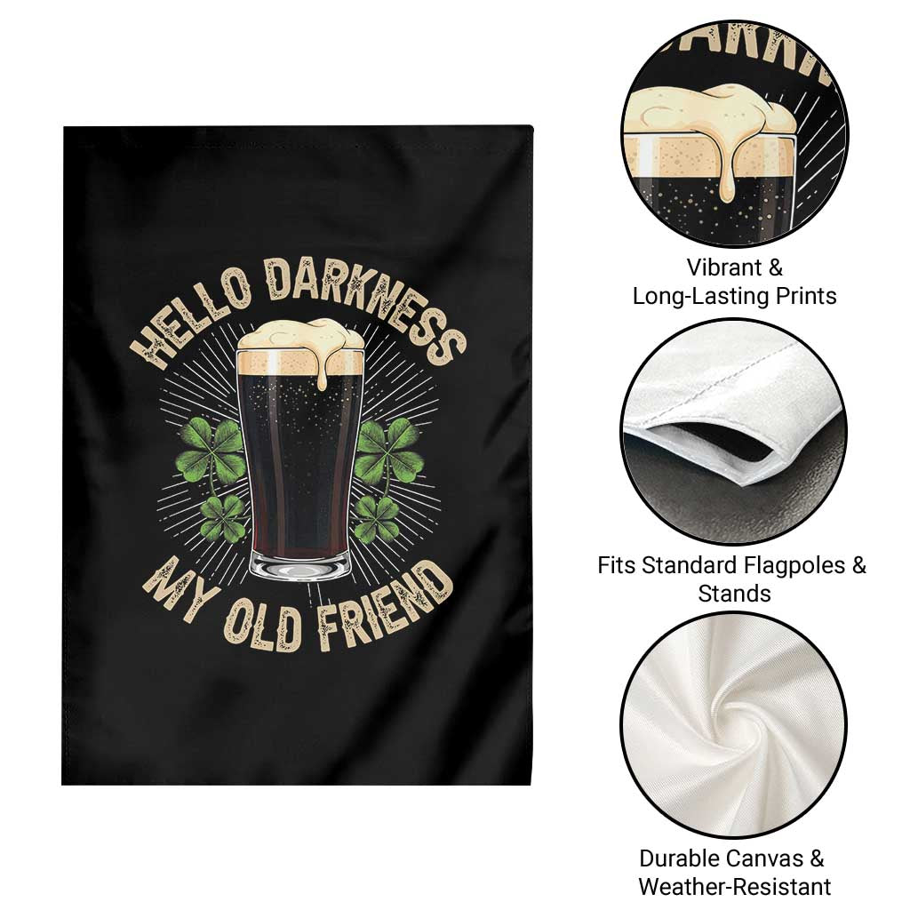 Irish Shamrock Beer Day Garden Flag Hello Darkness My Old Friend