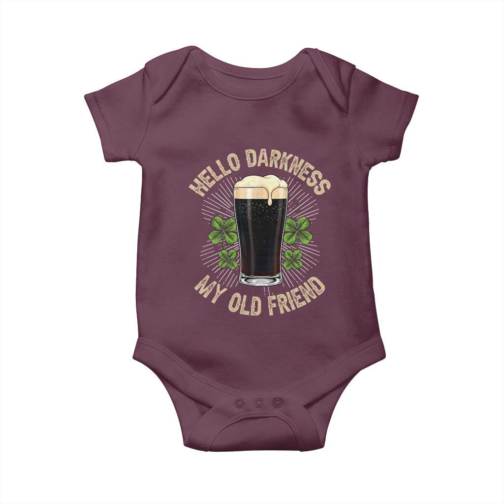 Irish Shamrock Beer Day Baby Onesie Hello Darkness My Old Friend