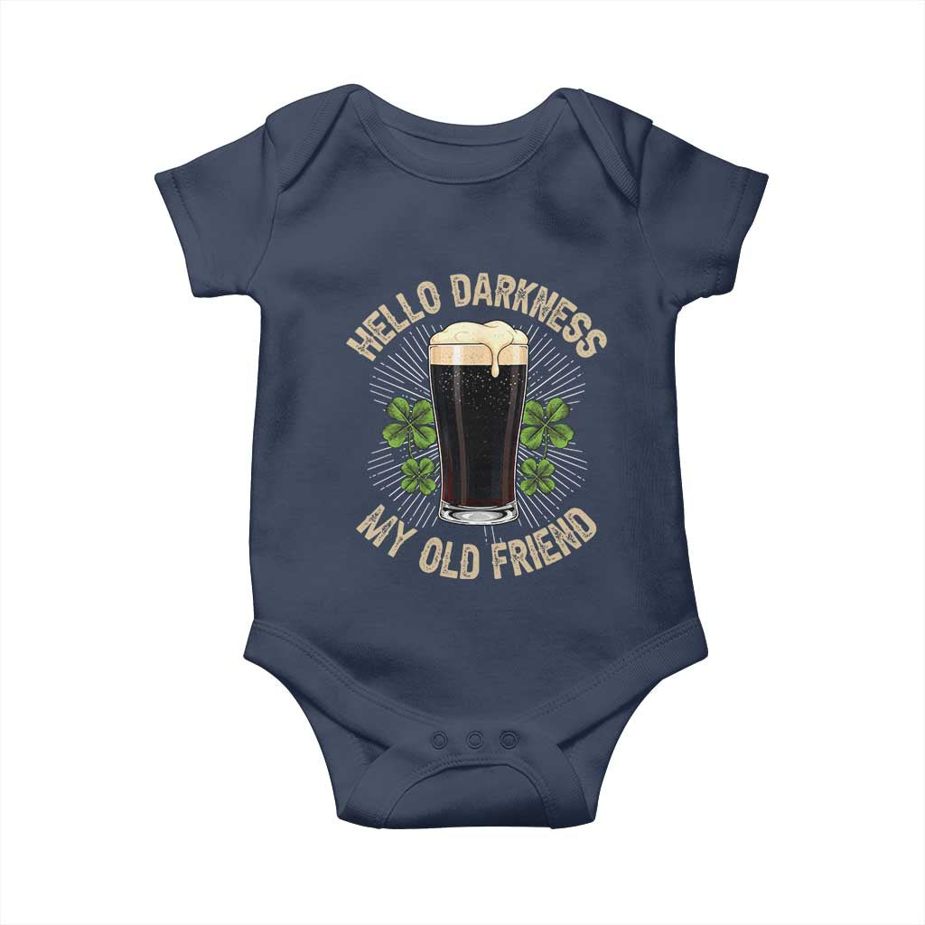 Irish Shamrock Beer Day Baby Onesie Hello Darkness My Old Friend