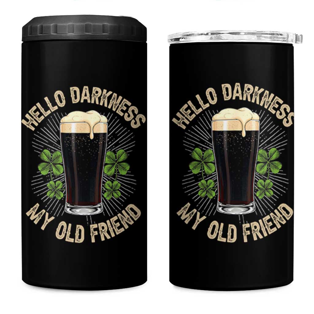 Irish Shamrock Beer Day 4 in 1 Can Cooler Tumbler Hello Darkness My Old Friend