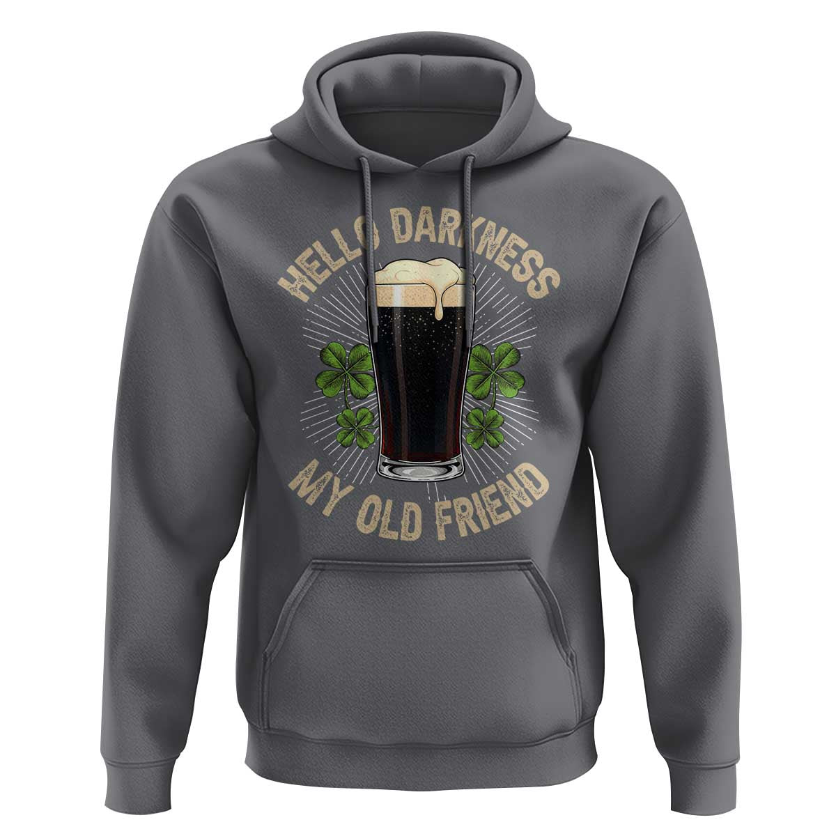Irish Shamrock Beer Day Hoodie Hello Darkness My Old Friend