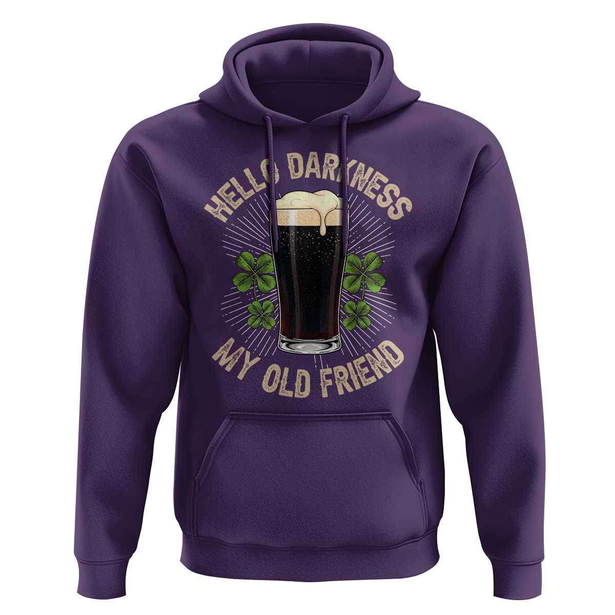 Irish Shamrock Beer Day Hoodie Hello Darkness My Old Friend