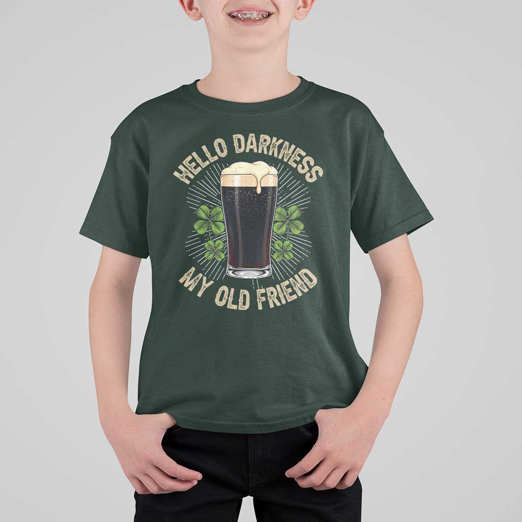 Irish Shamrock Beer Day T Shirt For Kid Hello Darkness My Old Friend