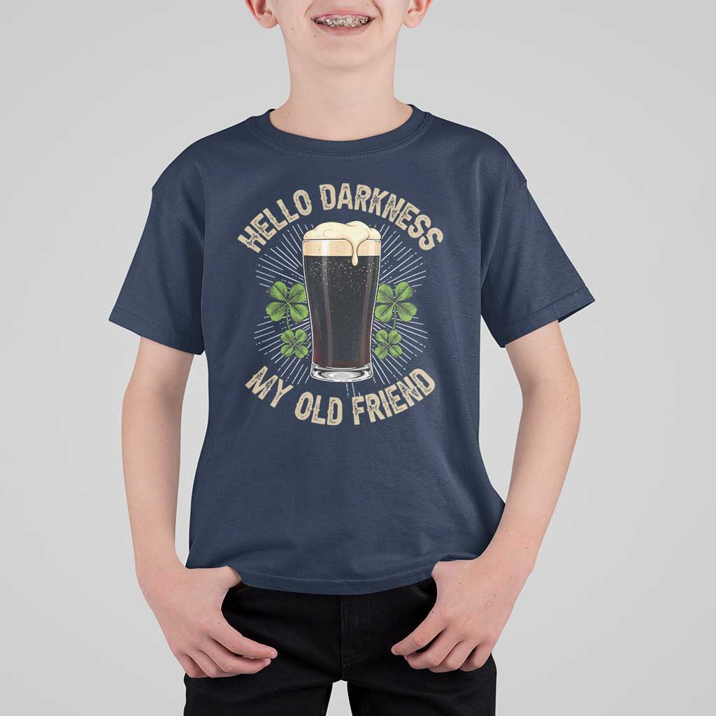 Irish Shamrock Beer Day T Shirt For Kid Hello Darkness My Old Friend