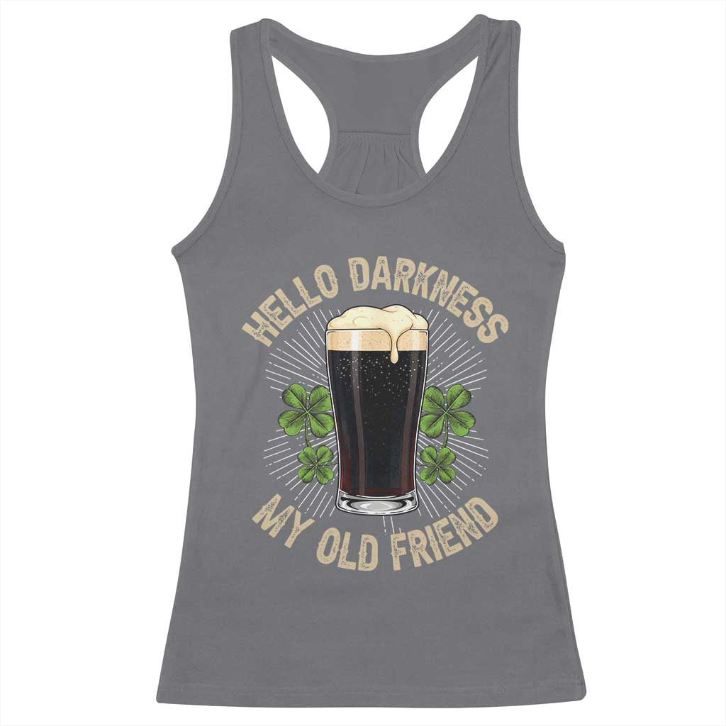 Irish Shamrock Beer Day Racerback Tank Top Hello Darkness My Old Friend