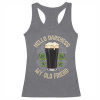 Irish Shamrock Beer Day Racerback Tank Top Hello Darkness My Old Friend