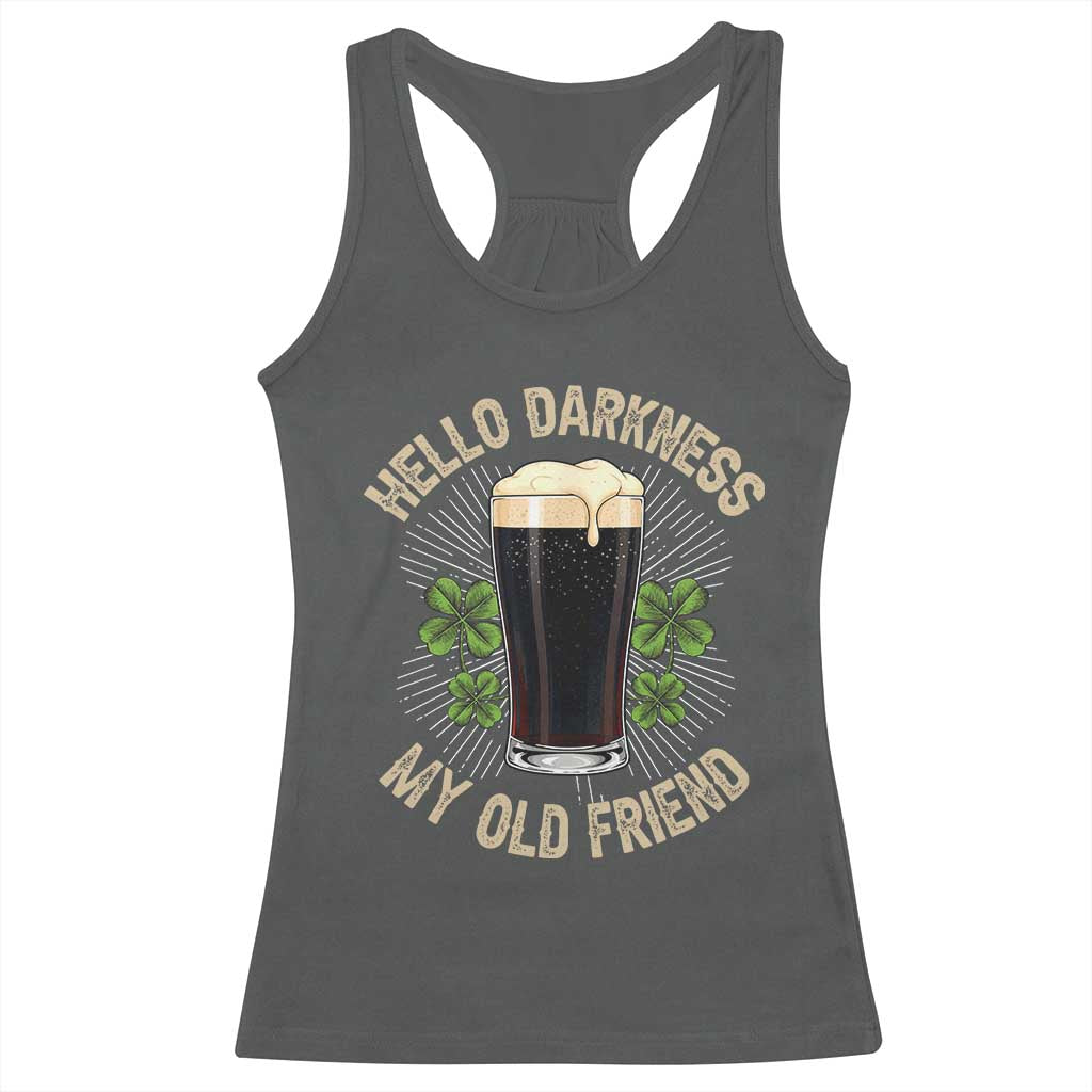 Irish Shamrock Beer Day Racerback Tank Top Hello Darkness My Old Friend