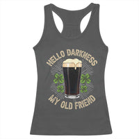Irish Shamrock Beer Day Racerback Tank Top Hello Darkness My Old Friend