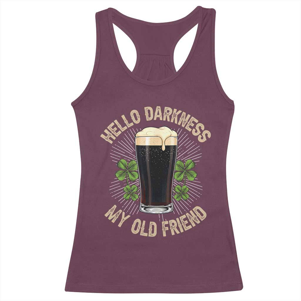 Irish Shamrock Beer Day Racerback Tank Top Hello Darkness My Old Friend