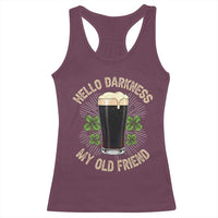 Irish Shamrock Beer Day Racerback Tank Top Hello Darkness My Old Friend