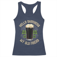 Irish Shamrock Beer Day Racerback Tank Top Hello Darkness My Old Friend