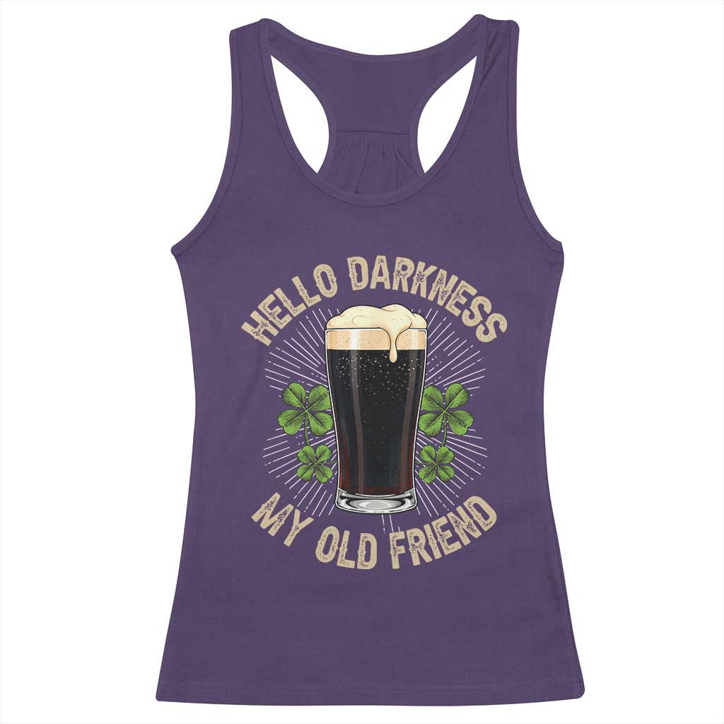 Irish Shamrock Beer Day Racerback Tank Top Hello Darkness My Old Friend