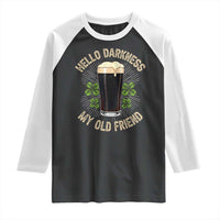 Irish Shamrock Beer Day Raglan Shirt Hello Darkness My Old Friend