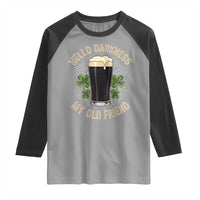 Irish Shamrock Beer Day Raglan Shirt Hello Darkness My Old Friend