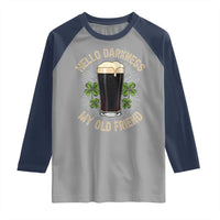 Irish Shamrock Beer Day Raglan Shirt Hello Darkness My Old Friend