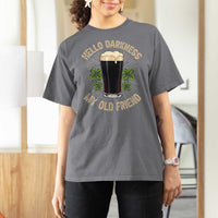 Irish Shamrock Beer Day T Shirt For Women Hello Darkness My Old Friend