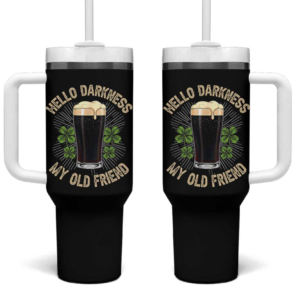 Irish Shamrock Beer Day Tumbler With Handle Hello Darkness My Old Friend
