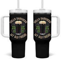 Irish Shamrock Beer Day Tumbler With Handle Hello Darkness My Old Friend