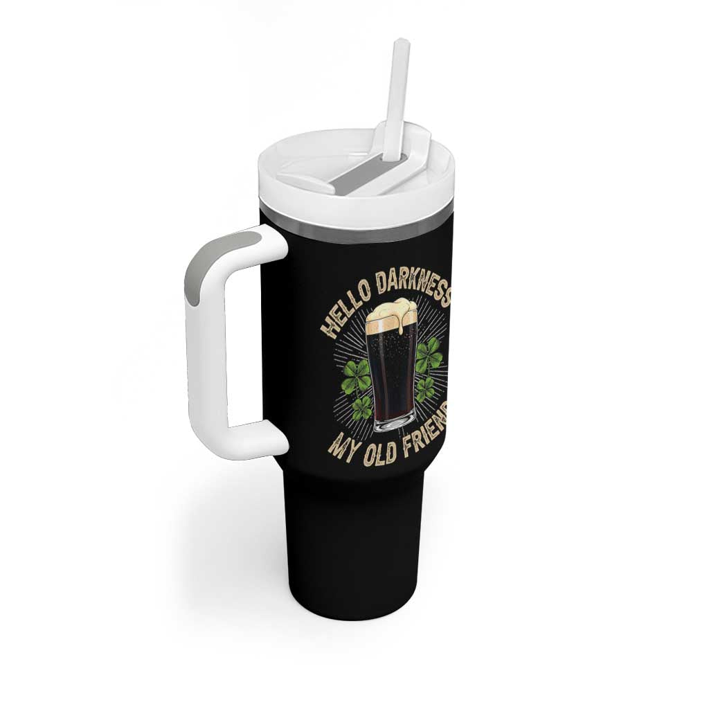 Irish Shamrock Beer Day Tumbler With Handle Hello Darkness My Old Friend