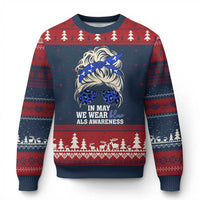 ALS Awareness We Wear Blue In May Ugly Christmas Sweater