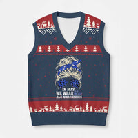 ALS Awareness We Wear Blue In May V-Neck Knit Sweater Vest