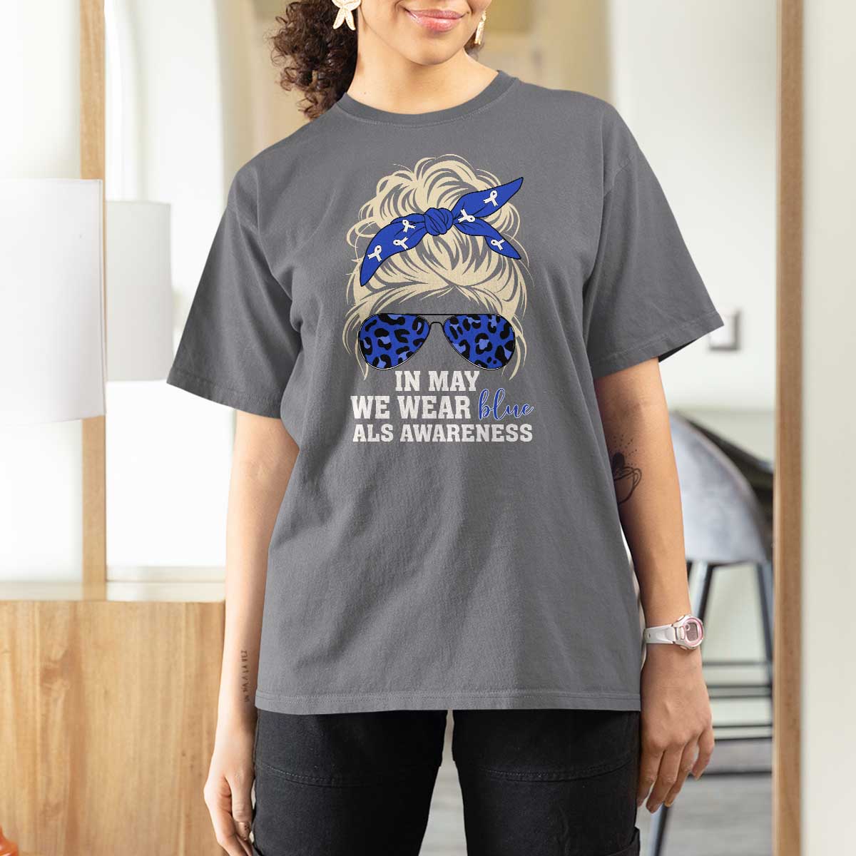 ALS Awareness We Wear Blue In May T Shirt For Women