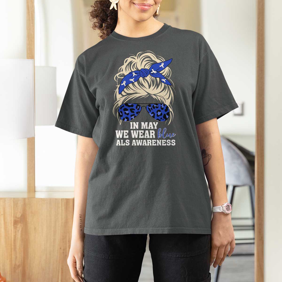 ALS Awareness We Wear Blue In May T Shirt For Women