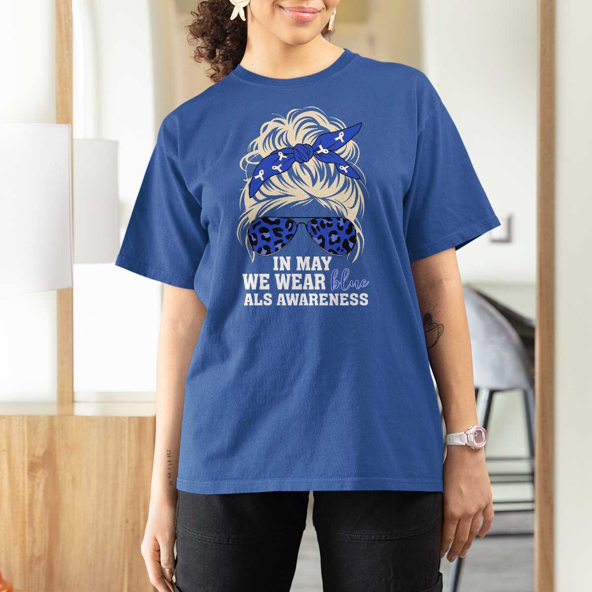 ALS Awareness We Wear Blue In May T Shirt For Women