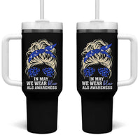 ALS Awareness We Wear Blue In May Tumbler With Handle