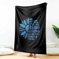 ALS Awareness Throw Blanket Blue Ribbon Stronger Survivor