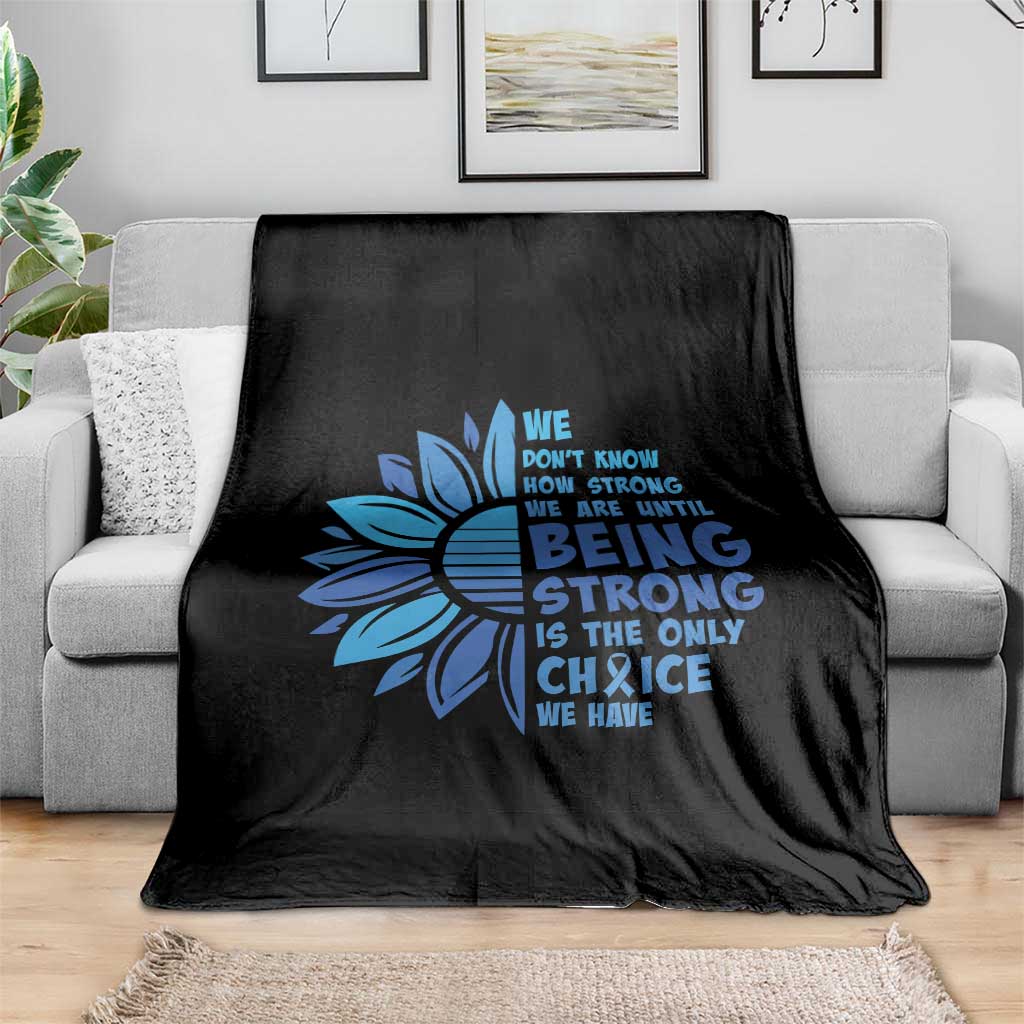 ALS Awareness Throw Blanket Blue Ribbon Stronger Survivor
