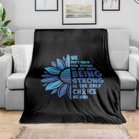 ALS Awareness Throw Blanket Blue Ribbon Stronger Survivor