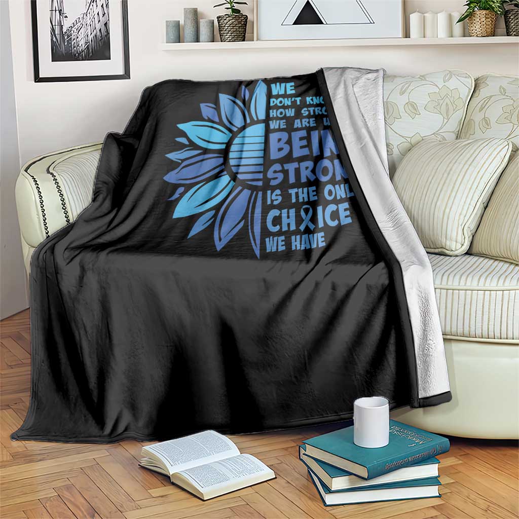 ALS Awareness Throw Blanket Blue Ribbon Stronger Survivor