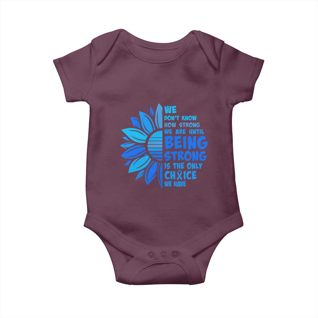 ALS Awareness Baby Onesie Blue Ribbon Stronger Survivor