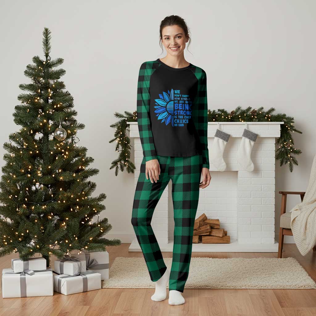 ALS Awareness Plaid Pajama Set Blue Ribbon Stronger Survivor