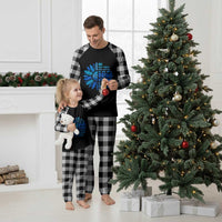ALS Awareness Plaid Pajama Set Blue Ribbon Stronger Survivor