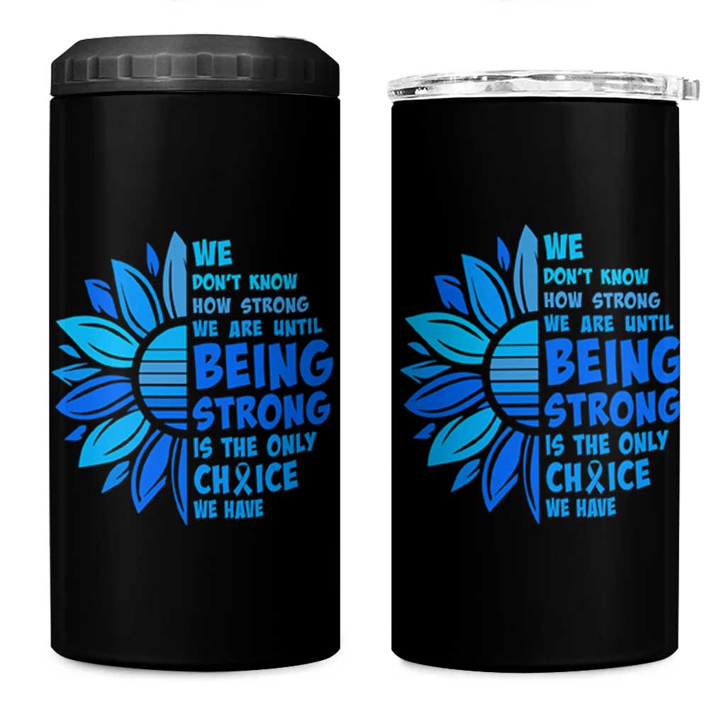 ALS Awareness 4 in 1 Can Cooler Tumbler Blue Ribbon Stronger Survivor