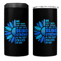 ALS Awareness 4 in 1 Can Cooler Tumbler Blue Ribbon Stronger Survivor