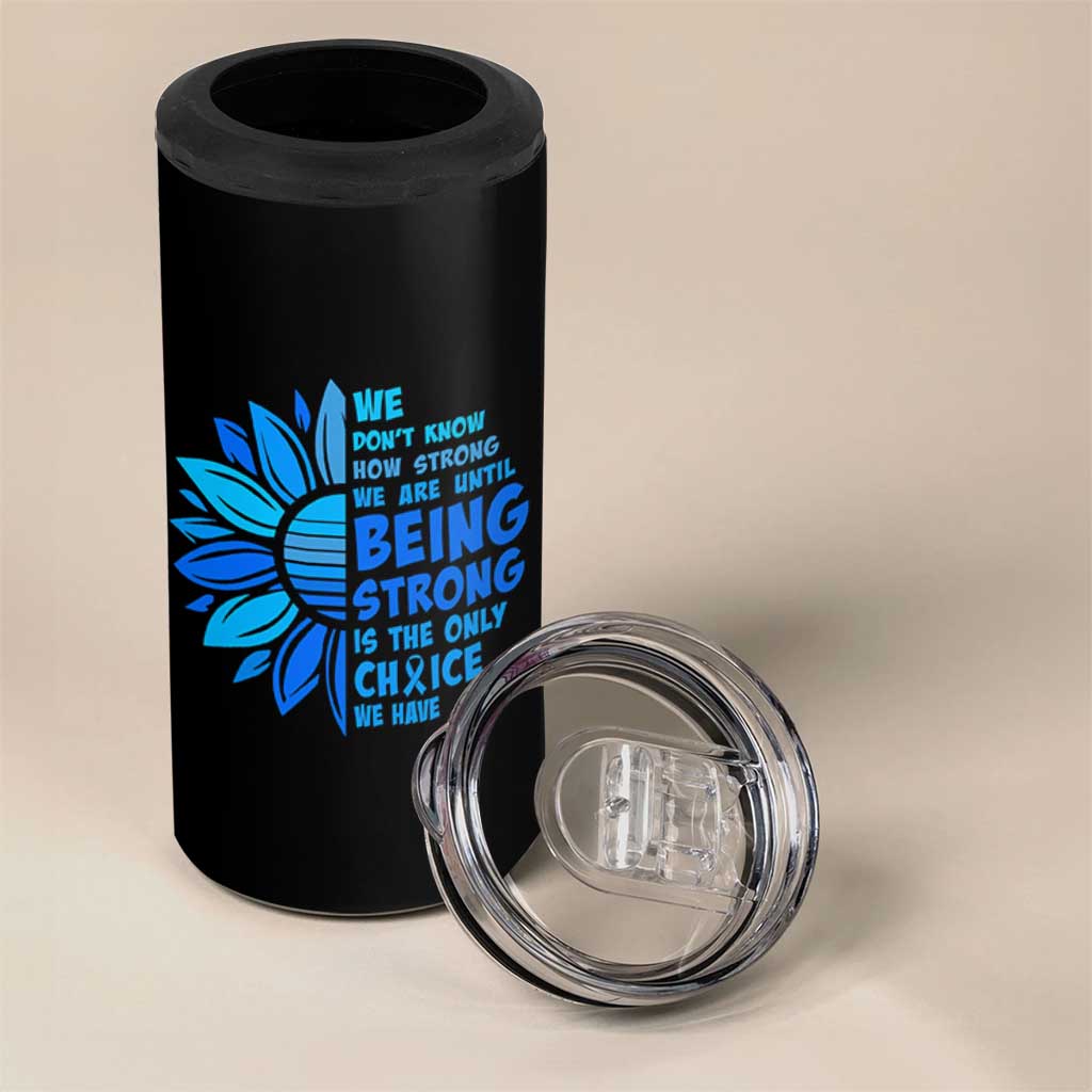 ALS Awareness 4 in 1 Can Cooler Tumbler Blue Ribbon Stronger Survivor