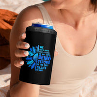ALS Awareness 4 in 1 Can Cooler Tumbler Blue Ribbon Stronger Survivor